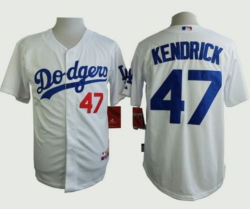 Los Angeles Dodgers #47 Howie Kendrick White Cool Base Stitched Baseball Jersey