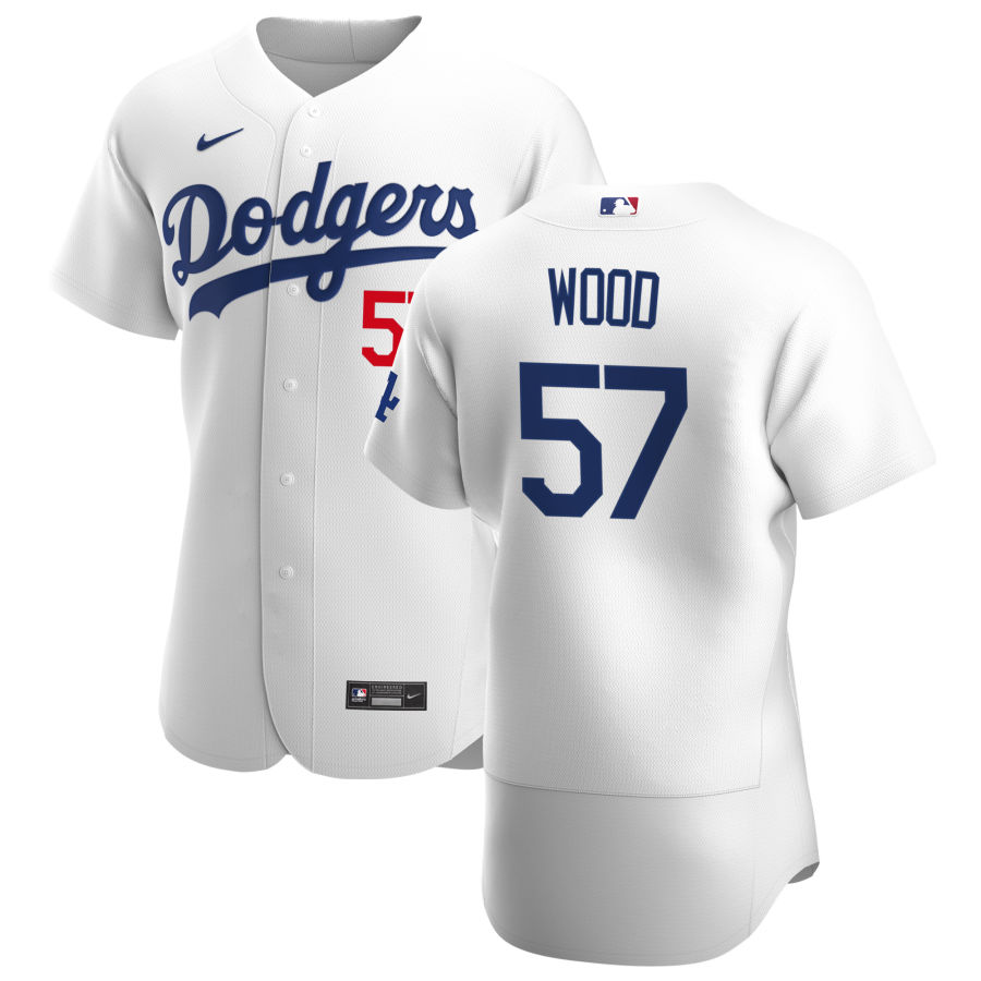 Los Angeles Dodgers #57 Alex Wood Men's Nike White Home 2020 Authentic Player MLB Jersey