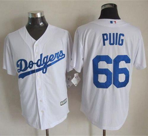 Los Angeles Dodgers #66 Yasiel Puig White New Cool Base Stitched Baseball Jersey