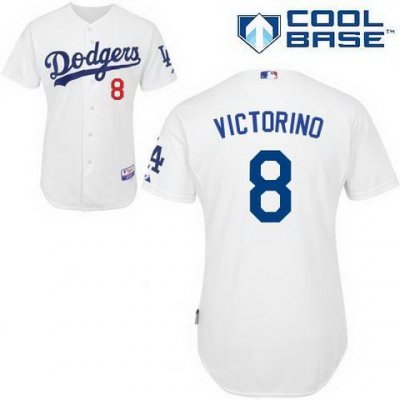 Los Angeles Dodgers #8 Shane Victorino Cool Base home white Jersey