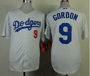 Los Angeles Dodgers #9 Dee Gordon White Cool Base Stitched Baseball Jersey