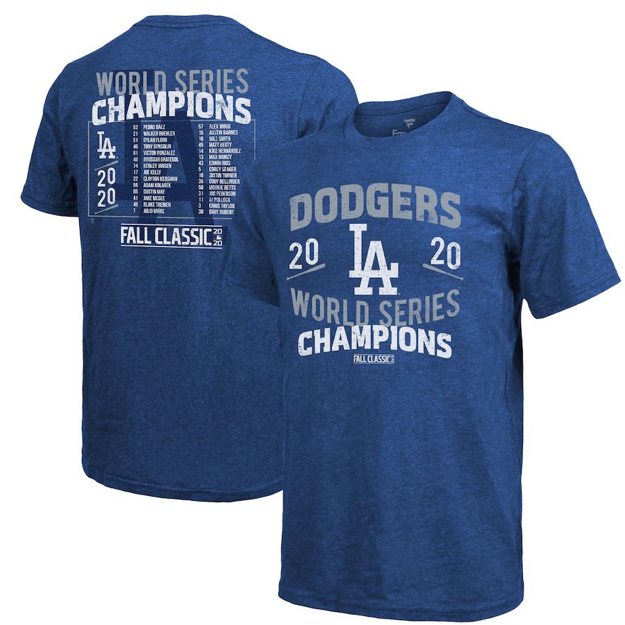 Los Angeles Dodgers 2020 World Series Champions Dream Team Roster T-Shirt Royal