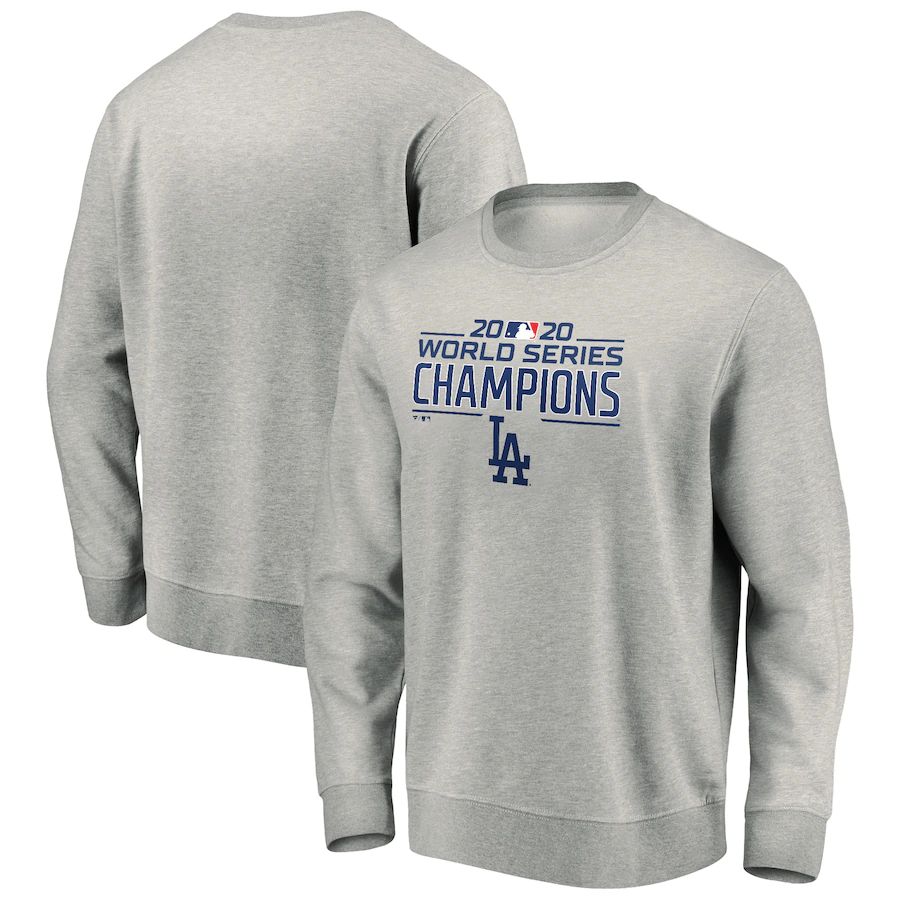 Los Angeles Dodgers 2020 World Series Champions Logo Pullover Sweatshirt Heather Gray