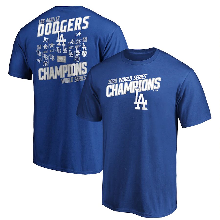 Los Angeles Dodgers 2020 World Series Champions Milestone Schedule T-Shirt Royal