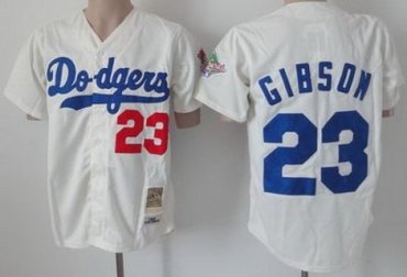 Los Angeles Dodgers 23 Gibson Cream Throwback MLB Jerseys