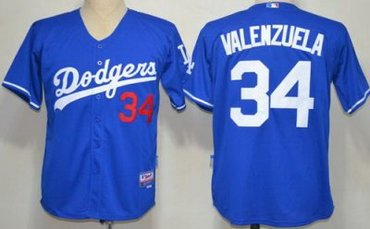 Los Angeles Dodgers 34 Fernando Valenzuela Blue MLB Jerseys