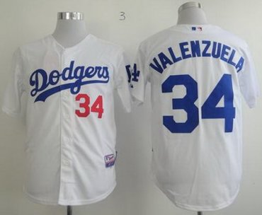 Los Angeles Dodgers 34 Fernando Valenzuela White Cool Base MLB Jerseys