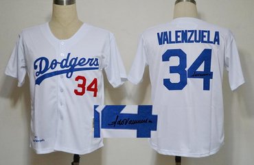 Los Angeles Dodgers 34 Fernando Valenzuela White Cool Base MLB Signed Jersey