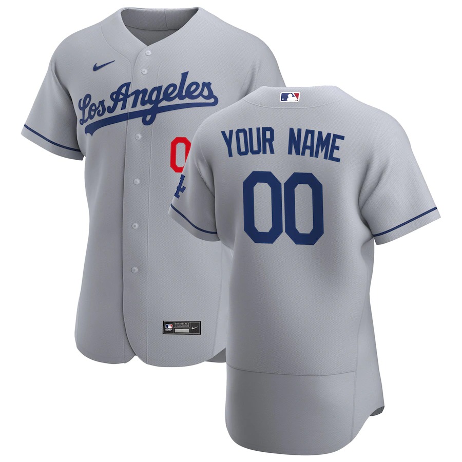 Los Angeles Dodgers Custom Men's Nike Gray Road 2020 Authentic Team MLB Jersey Los Angeles Dodgers Custom Men's Nike Gray Road 2020 Authentic Team MLB Jersey