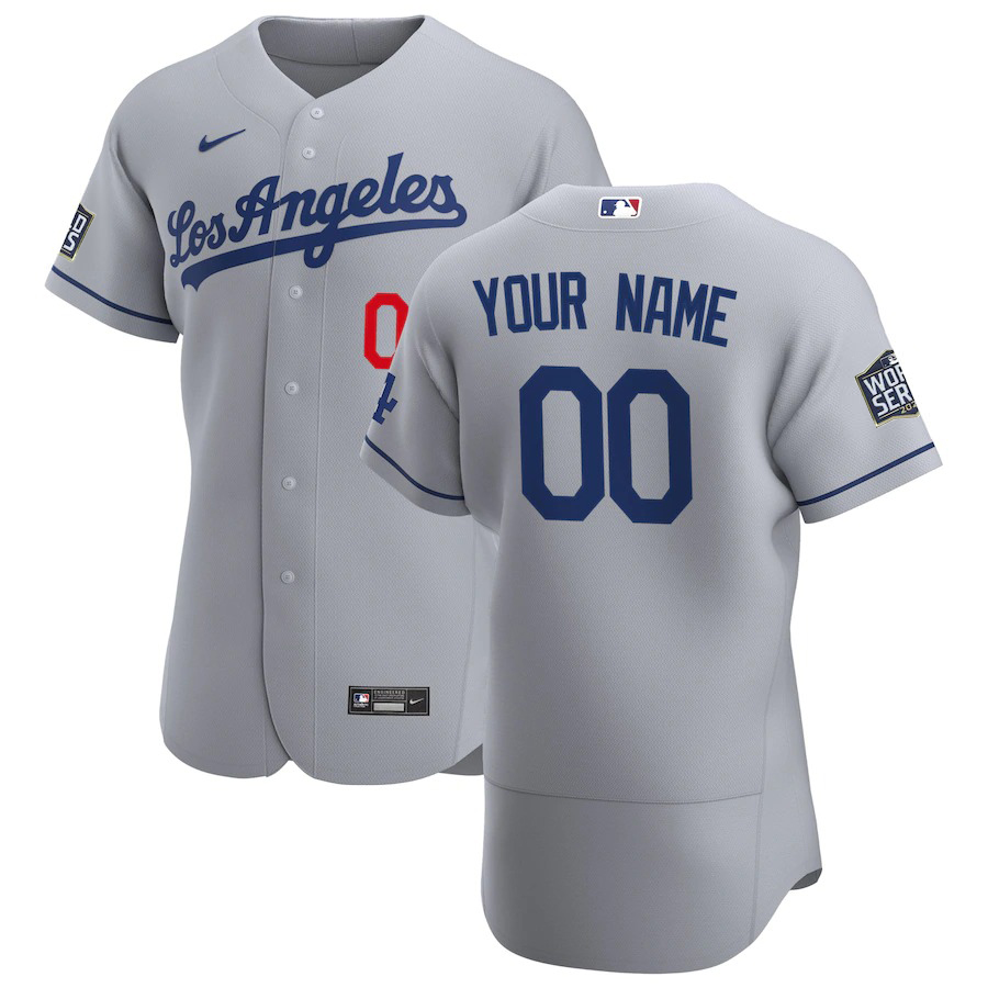 Los Angeles Dodgers Custom Men's Nike Gray Road 2020 World Series Champions Authentic Team MLB Jersey Los Angeles Dodgers Custom Men's Nike Gray Road 2020 World Series Champions Authentic Team MLB Jersey