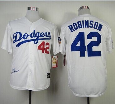 Los Angeles Dodgers Mitchell And Ness 1955 #42 Jackie Robinson White Throwback Stitched Baseball Jersey