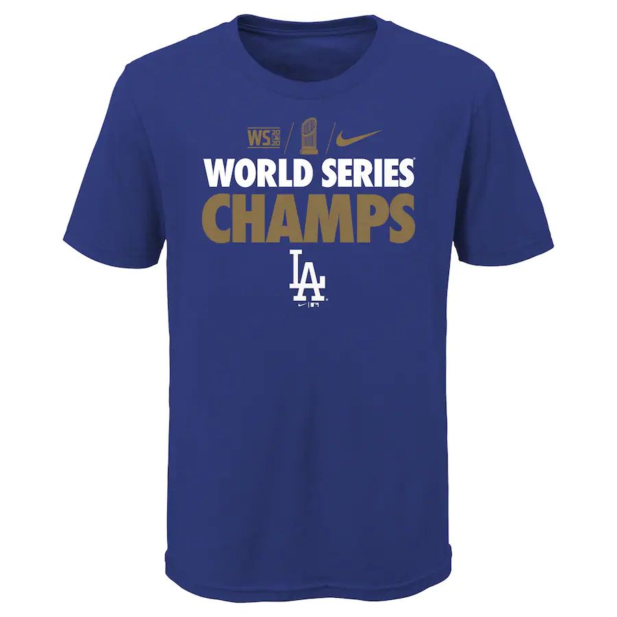 Los Angeles Dodgers Nike Youth 2020 World Series Champions Gold T-Shirt Royal