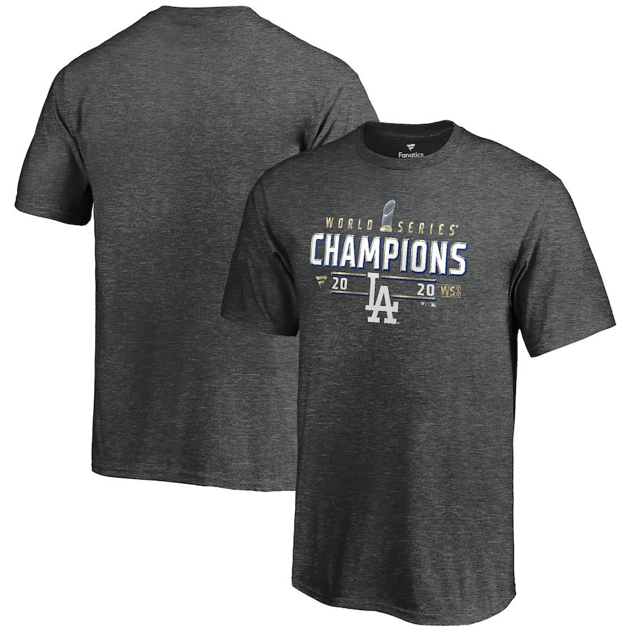 Los Angeles Dodgers Youth 2020 World Series Champions Locker Room T-Shirt Heather Charcoal