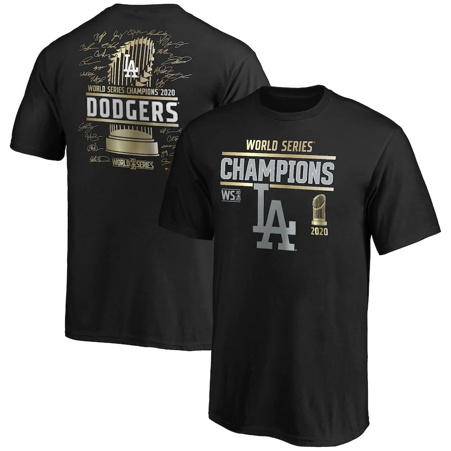 Los Angeles Dodgers Youth 2020 World Series Champions Signature Roster T-Shirt Black