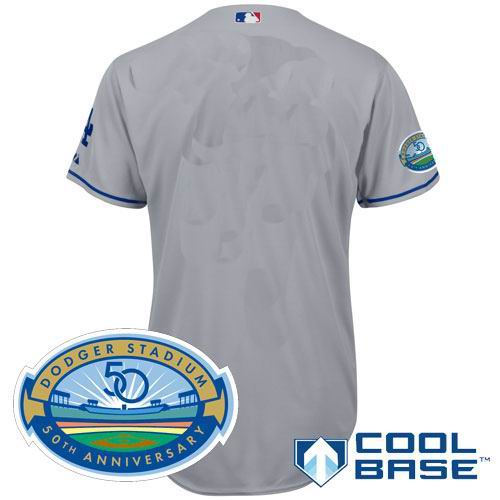 Los Angeles Dodgers blank grey Cool Base Jersey wDodger Stadium 50th Anniversary Patch
