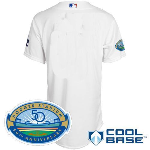 Los Angeles Dodgers blank white Cool Base Jersey wDodger Stadium 50th Anniversary Patch