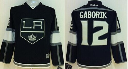 Los Angeles Kings #12 Marian Gaborik Black Home Stitched Youth NHL Jersey