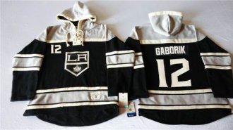 Los Angeles Kings #12 Marian Gaborik Black Sawyer Hooded Sweatshirt Stitched NHL Jersey