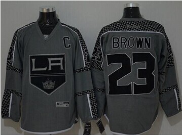 Los Angeles Kings #23 Dustin Brown Charcoal Cross Check Fashion Stitched NHL Jersey