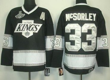 Los Angeles Kings #33 Martin McSorley Black CCM Throwback Silver Number Stanley Cup Finals Champions Patch