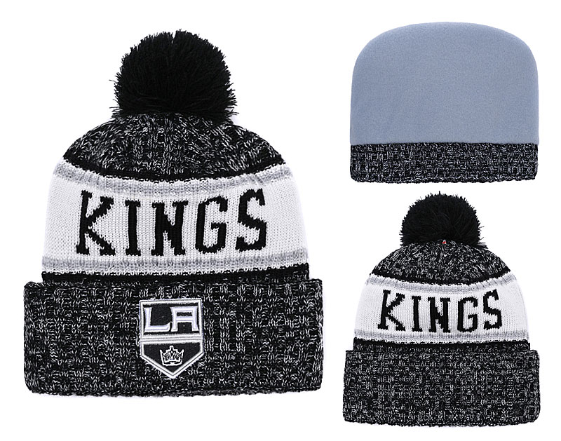 Los Angeles Kings Team Logo Black Pom Knit Hat YD Los Angeles Kings Team Logo Black Pom Knit Hat YD