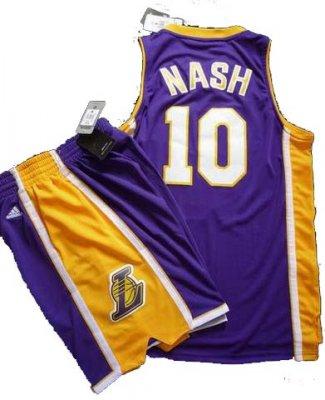 Los Angeles Lakers 10 Steve Nash Purple Revolution 30 Swingman NBA Jersey & Shorts Suit Los Angeles Lakers 10 Steve Nash Purple Revolution 30 Swingman NBA Jersey & Shorts Suit