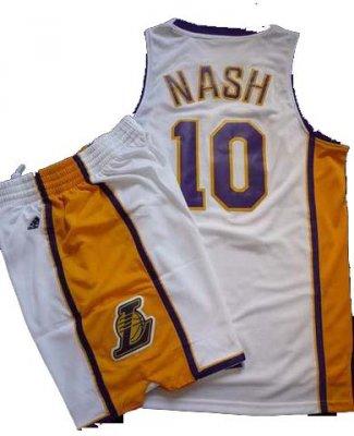 Los Angeles Lakers 10 Steve Nash White Revolution 30 Swingman NBA Jersey & Shorts Suit Los Angeles Lakers 10 Steve Nash White Revolution 30 Swingman NBA Jersey & Shorts Suit