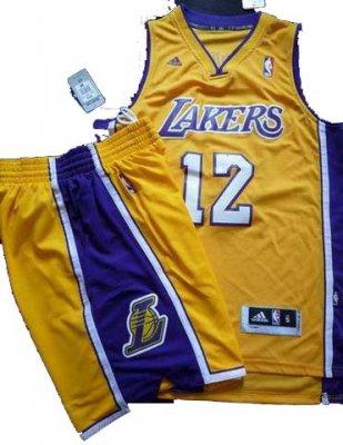 Los Angeles Lakers 12# Dwight Howard Yellow Revolution 30 Swingman NBA Jersey & Shorts Suit Los Angeles Lakers 12# Dwight Howard Yellow Revolution 30 Swingman NBA Jersey & Shorts Suit