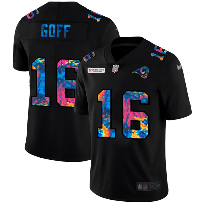 Los Angeles Rams #16 Jared Goff Men's Nike Multi-Color Black 2020 NFL Crucial Catch Vapor Untouchable Limited Jersey Los Angeles Rams #16 Jared Goff Men's Nike Multi-Color Black 2020 NFL Crucial Catch Vapor Untouchable Limited Jersey