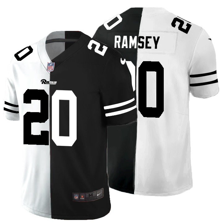 Los Angeles Rams #20 Jalen Ramsey Men's Black V White Peace Split Nike Vapor Untouchable Limited NFL Jersey Los Angeles Rams #20 Jalen Ramsey Men's Black V White Peace Split Nike Vapor Untouchable Limited NFL Jersey