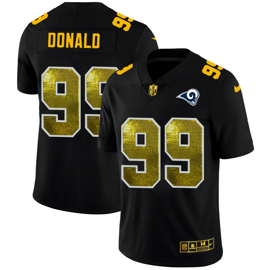 Los Angeles Rams #99 Aaron Donald Men's Black Nike Golden Sequin Vapor Limited NFL Jersey Los Angeles Rams #99 Aaron Donald Men's Black Nike Golden Sequin Vapor Limited NFL Jersey