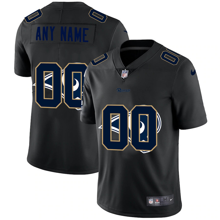 Los Angeles Rams Custom Men's Nike Team Logo Dual Overlap Limited NFL Jersey Black Los Angeles Rams Custom Men's Nike Team Logo Dual Overlap Limited NFL Jersey Black
