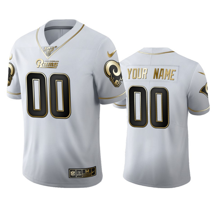 Los Angeles Rams Custom Men's Nike White Golden Edition Vapor Limited NFL 100 Jersey Los Angeles Rams Custom Men's Nike White Golden Edition Vapor Limited NFL 100 Jersey