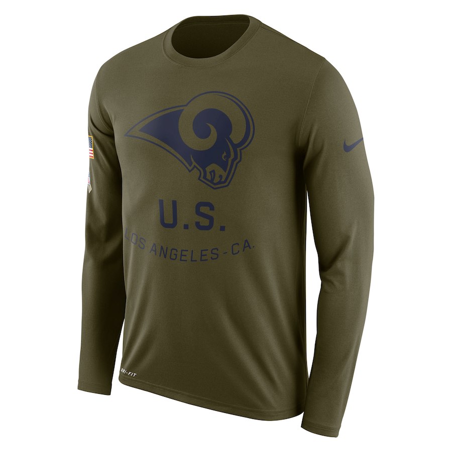 Los Angeles Rams Nike Salute To Service Sideline Legend Performance Long Sleeve T-Shirt Olive