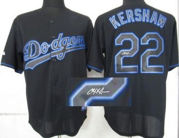 Los Angels Dodgers #22 Clayton Kershaw Black MLB Signed Jersey