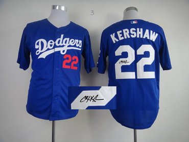 Los Angels Dodgers #22 Clayton Kershaw Blue MLB Signed Jersey