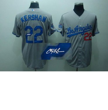 Los Angels Dodgers #22 Clayton Kershaw Grey MLB Signed Jersey