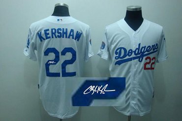 Los Angels Dodgers #22 Clayton Kershaw White MLB Signed Jersey