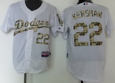 Los Angels Dodgers 22 Clayton Kershaw White Cool Base MLB Jersey Camo Number
