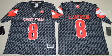 Louisville Cardinals 8 Lamar Jackson Black College Football Jersey