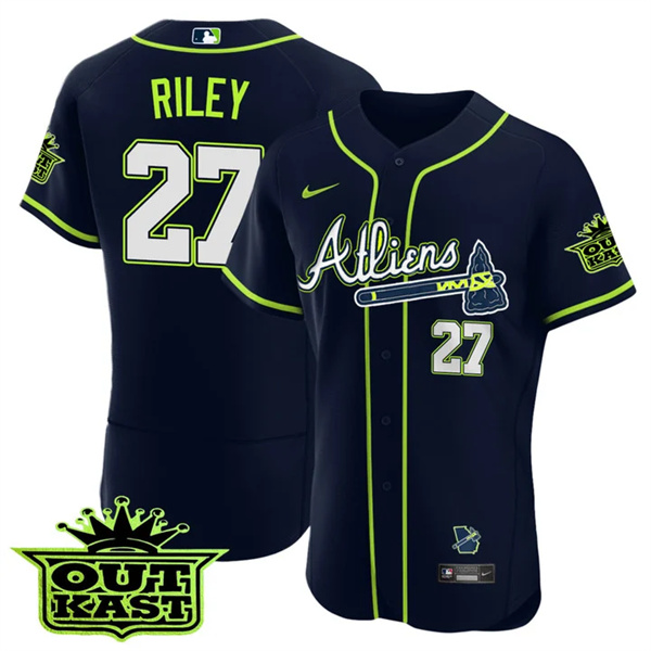 MEN'S ATLANTA BRAVES ATLIENS #27 Austin Riley FLEX BASE JERSEY - ALL STITCHED MEN'S ATLANTA BRAVES ATLIENS #27 Austin Riley FLEX BASE JERSEY - ALL STITCHED