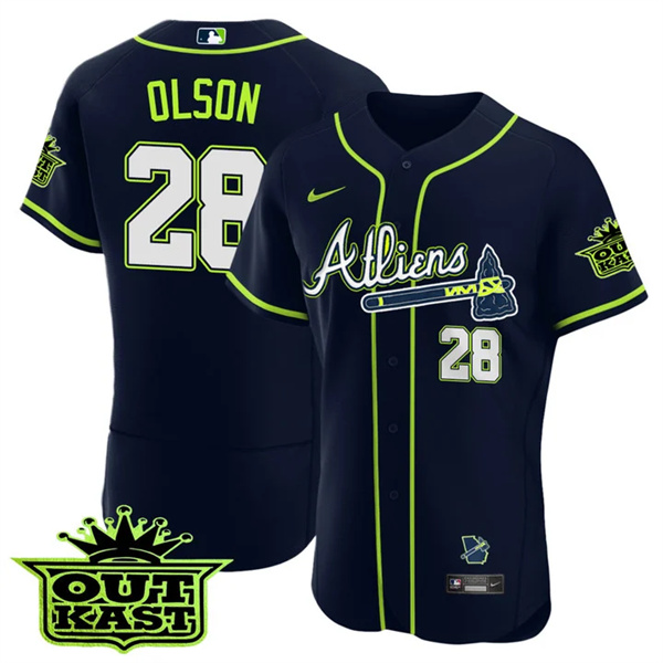 MEN'S ATLANTA BRAVES ATLIENS #28 Matt Olson FLEX BASE JERSEY - ALL STITCHED MEN'S ATLANTA BRAVES ATLIENS #28 Matt Olson FLEX BASE JERSEY - ALL STITCHED
