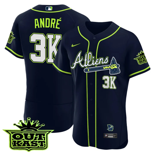 MEN'S ATLANTA BRAVES ATLIENS 3K André FLEX BASE JERSEY - ALL STITCHED