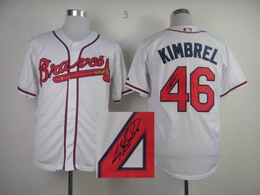 MLB Atlanta Braves 46 Craig Kimbrel White Signed Jersey