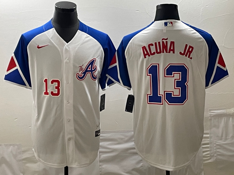 MLB Braves 13 Ronald Acuna White City Connect Cool Base Men Jersey 6 MLB Braves 13 Ronald Acuna White City Connect Cool Base Men Jersey 6
