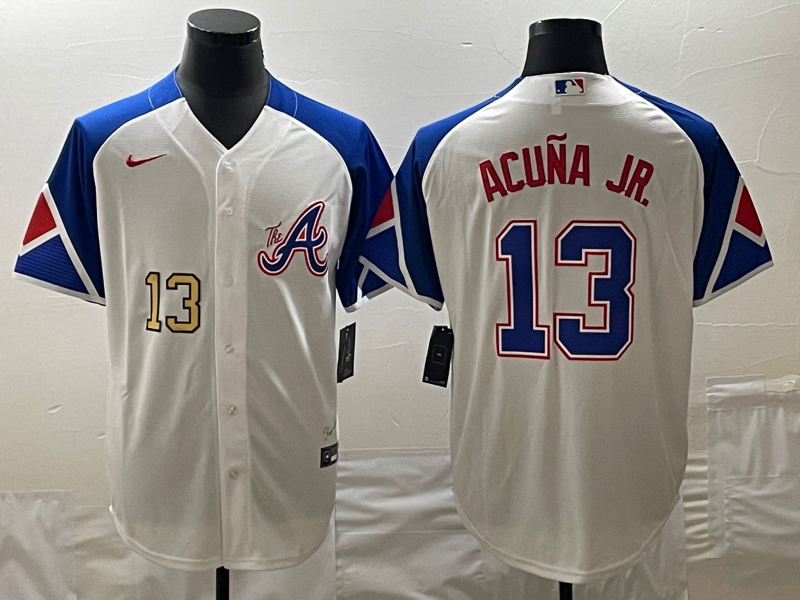MLB Braves 13 Ronald Acuna White City Connect Cool Base Men Jersey MLB Braves 13 Ronald Acuna White City Connect Cool Base Men Jersey