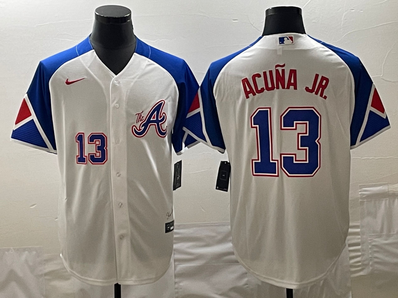 MLB Braves 13 Ronald Acuna White City Connect Nike Cool Base Men Jersey MLB Braves 13 Ronald Acuna White City Connect Nike Cool Base Men Jersey