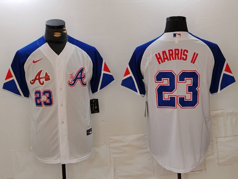 MLB Braves 23 Harris II White City Connect Cool Base Men Jersey 1 MLB Braves 23 Harris II White City Connect Cool Base Men Jersey 1
