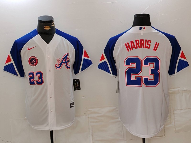 MLB Braves 23 Harris II White City Connect Cool Base Men Jersey 9 MLB Braves 23 Harris II White City Connect Cool Base Men Jersey 9