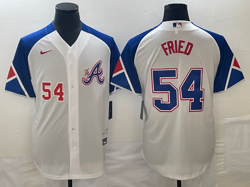 MLB Braves 54 Max Fried White City Connect Nike Cool Base Men Jersey 4 MLB Braves 54 Max Fried White City Connect Nike Cool Base Men Jersey 4